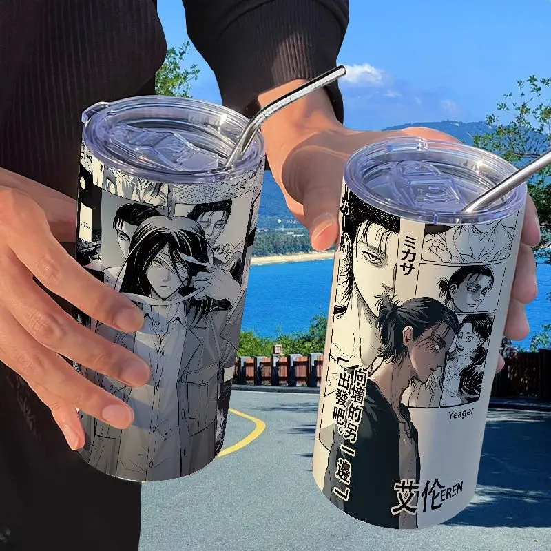 420ML Anime Coffee Cup Thermos Attack On Titan Stainless Steel Double Layer Cooler Straw Cup Portable Coffee Mug Water Bottle
420ML Anime Coffee Cup Thermos Attack On Titan Stainless Steel Double Layer Cooler Straw Cup Portable Coffee Mug Water Bottle