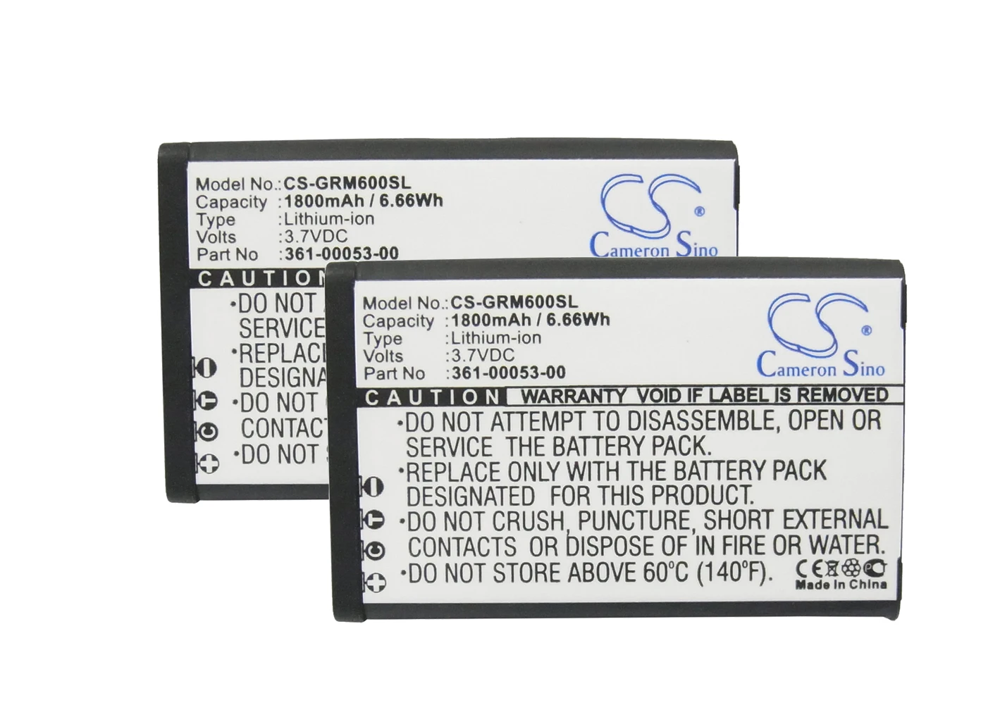 2pack 1800mA Battery for Garmin Montana 600t Camo, Montana 650 010-11599-00, 010-11654-03, 361-00053-00, 361-00053-04
2pack 1800mA Battery for Garmin Montana 600t Camo, Montana 650 010-11599-00, 010-11654-03, 361-00053-00, 361-00053-04