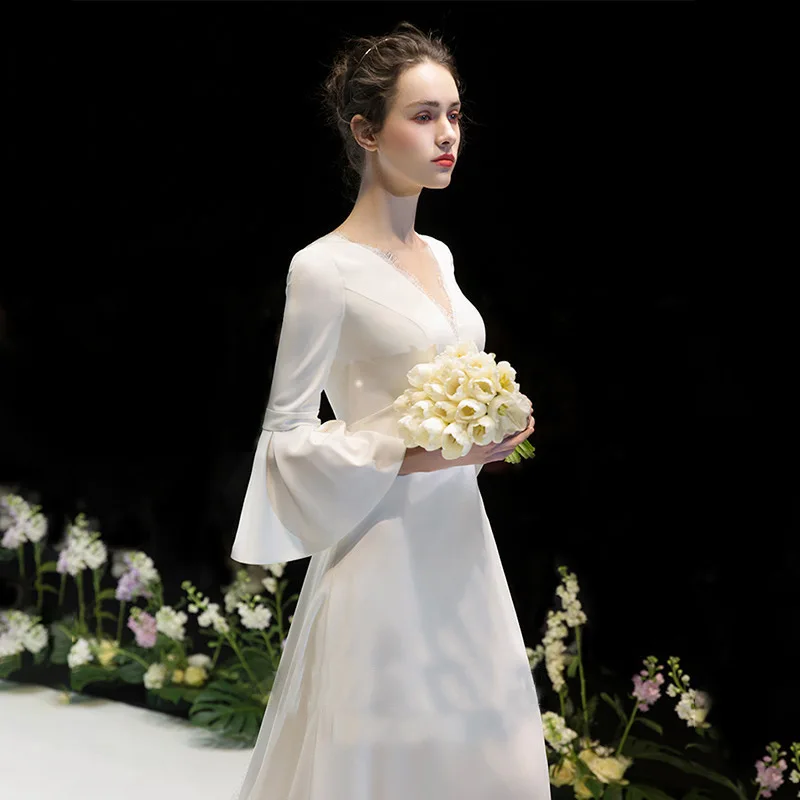 Summer Women’S Ivory Wedding/Party Dress-2022 New Style Temperament Garden Girl Bride Satin-Trumpet Sleeves Skirt
Summer Women’S Ivory Wedding/Party Dress-2022 New Style Temperament Garden Girl Bride Satin-Trumpet Sleeves Skirt