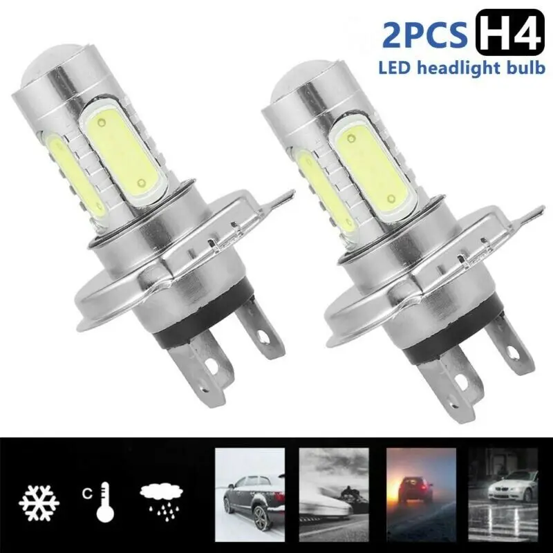 

2pcs H4 H7 Led Xenon White Headlight Bulbs 472 P43t Car Headlamp Bright Light Bulbs 12v 7.5w Cob 6500k 800lm Auto Lighting