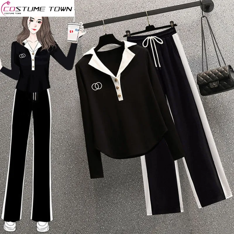2023 Spring and Autumn Korean Version Slim Polo Collar Age Reducing Long-sleeved Top Casual Pants Fashion Women's Suit
2023 Spring and Autumn Korean Version Slim Polo Collar Age Reducing Long-sleeved Top Casual Pants Fashion Women's Suit