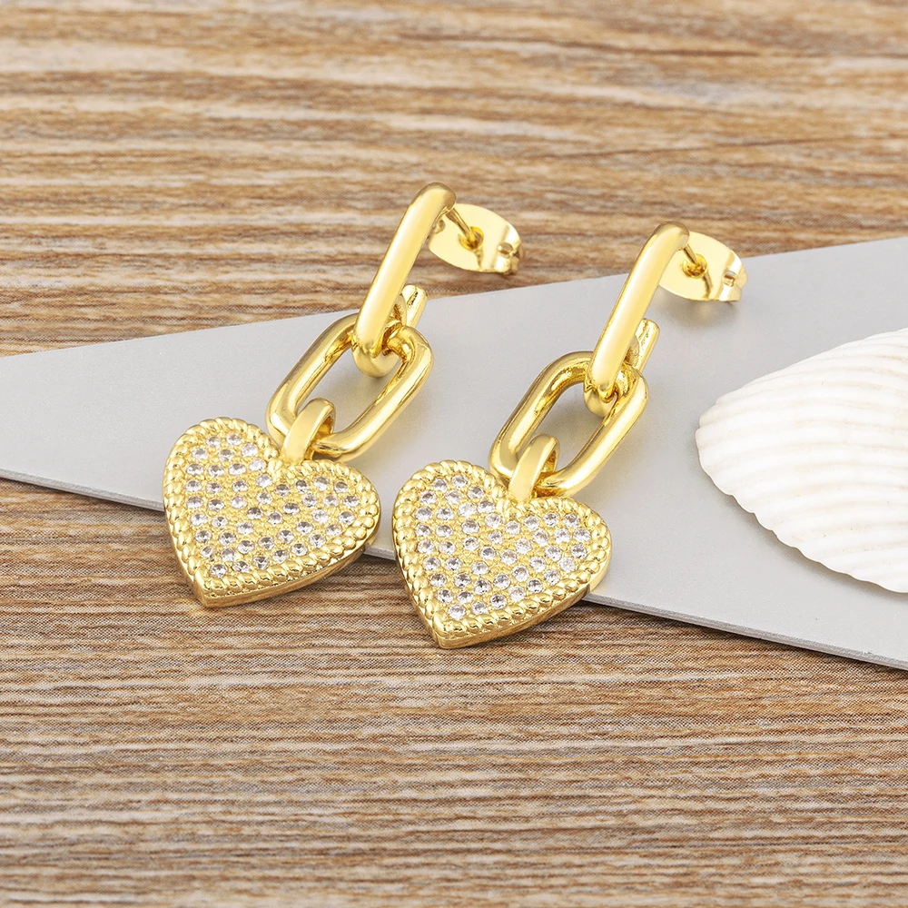 Nidin Ins New Creative Design Inlaid Zircon Heart Shape Pendant Earrings for Women Exquisite Charm Gold Color Party Jewelry Gift
Nidin Ins New Creative Design Inlaid Zircon Heart Shape Pendant Earrings for Women Exquisite Charm Gold Color Party Jewelry Gift
