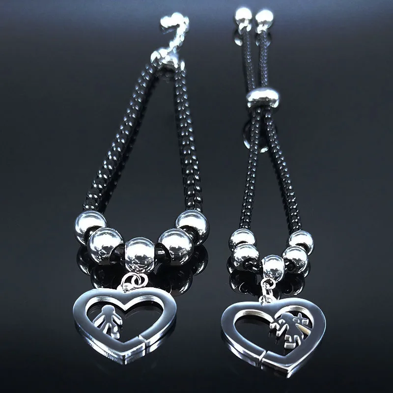 Couple Stainless Steel Bracelet Charm Women/Boy Heart Black Silver Color Bracelets Bangles Jewelry pulseras para pareja B1862S07
Couple Stainless Steel Bracelet Charm Women/Boy Heart Black Silver Color Bracelets Bangles Jewelry pulseras para pareja B1862S07