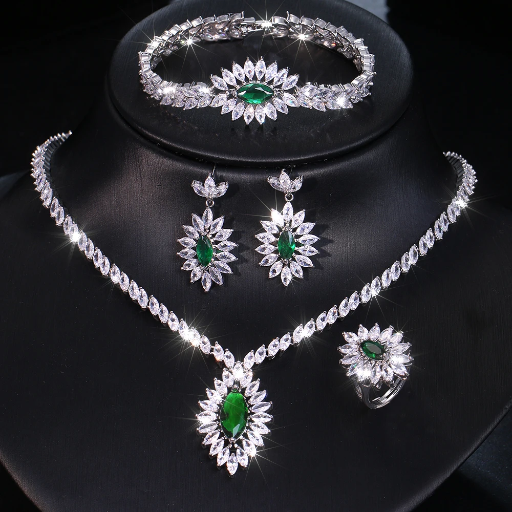 GMGYQ New Luxury Trend Shiny High Quality Green Cubic Zirconia 4-PCS Jewelry Sets for Noble Women Wedding Dress Accessories
GMGYQ New Luxury Trend Shiny High Quality Green Cubic Zirconia 4-PCS Jewelry Sets for Noble Women Wedding Dress Accessories