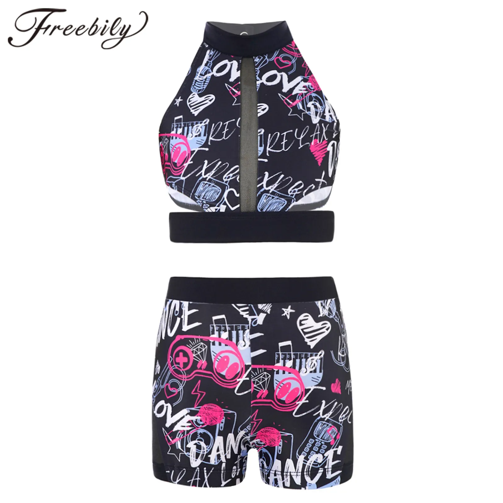 Kids Girls Ballet Gymnastics Outfit Sleeveless Graffiti Printed Sport Clothes Set for Dancing Gym Workout Activewear Dance Wear
Kids Girls Ballet Gymnastics Outfit Sleeveless Graffiti Printed Sport Clothes Set for Dancing Gym Workout Activewear Dance Wear