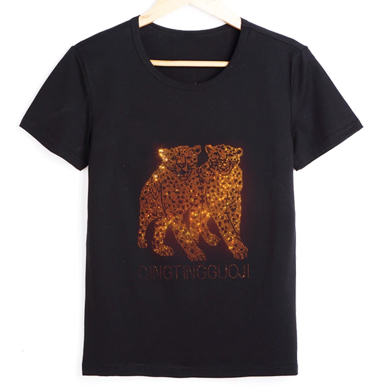 Fashion Tshirt Women Blouse Crystal Tiger Animal Printing Blouse Stitch Cotton Tops 2022 Short Sleeve Pullover Woman clothes
Fashion Tshirt Women Blouse Crystal Tiger Animal Printing Blouse Stitch Cotton Tops 2022 Short Sleeve Pullover Woman clothes