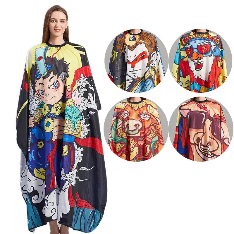 

Fashion Cartoon Pattern Salon Haircut Cape Hairdresser Waterproof Hairdressing Apron Barber Dyeing Perm Styling Shawl Cloth 1693