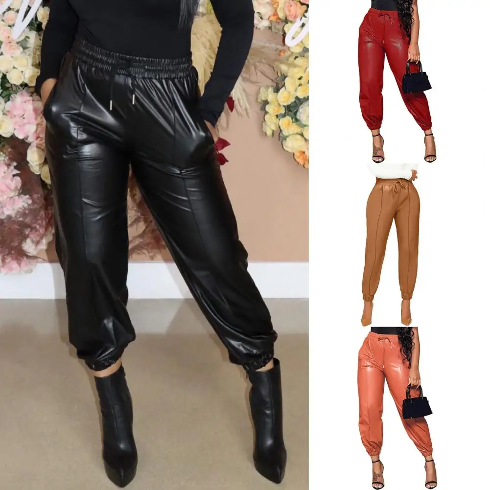 Terrific Lady Pants Solid Color Mid Waist Faux Leather Soft Lady Pants
Terrific Lady Pants Solid Color Mid Waist Faux Leather Soft Lady Pants