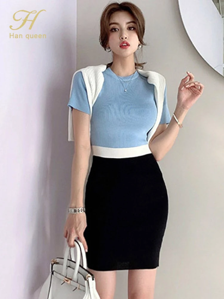 H Han Queen Hot Sale O-Neck Color Matching Vintage Vestidos Simple Work Casual Knit Dress Women Bodycon Sheath Pencil Dresses
H Han Queen Hot Sale O-Neck Color Matching Vintage Vestidos Simple Work Casual Knit Dress Women Bodycon Sheath Pencil Dresses