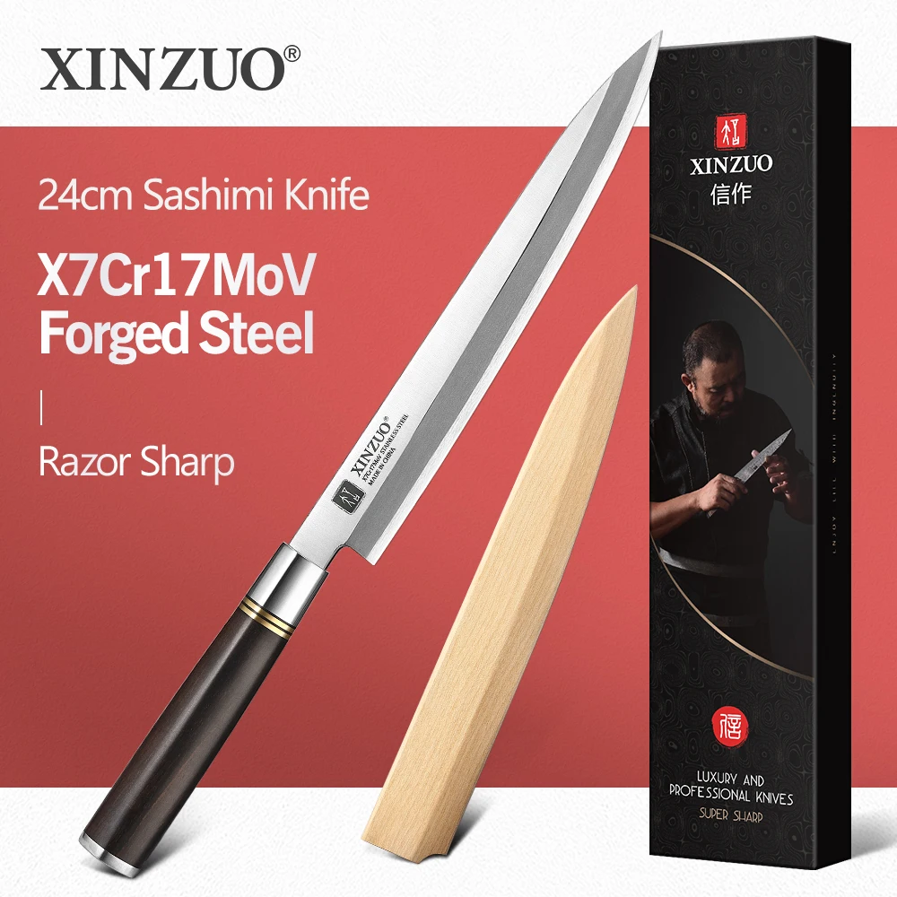 XINZUO 9.5 inch Salmon Sashimi Knife X7Cr17MoV Forged Steel Stainless Steel Slicing Knife Japanese Crafts Chef Knife
XINZUO 9.5 inch Salmon Sashimi Knife X7Cr17MoV Forged Steel Stainless Steel Slicing Knife Japanese Crafts Chef Knife