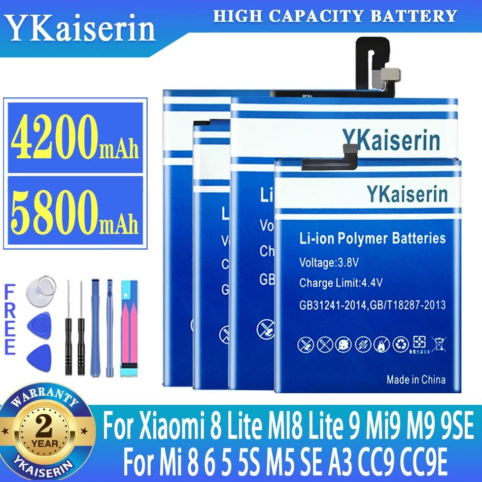 YKaiserin Battery For Xiaomi Mi A3 CC9 CC9E 8 6 5 5S M5 SE For Xiaomi 8 Lite 8Lite MI8 Lite 9 Mi9 M9 9SE Phone Bateria
YKaiserin Battery For Xiaomi Mi A3 CC9 CC9E 8 6 5 5S M5 SE For Xiaomi 8 Lite 8Lite MI8 Lite 9 Mi9 M9 9SE Phone Bateria