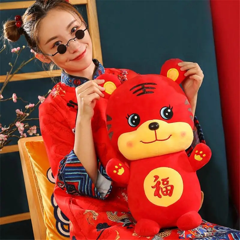 

22/28/35/45/55cm Chinese New Year Tiger Plush Toy Valentines Gift 2022 Mascot Doll Spring Festival Ornament CNY Decoration Home