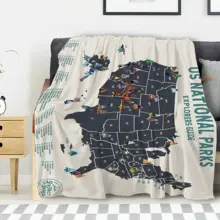 National Park Map Flannel Blanket Super Soft Warm for Bed Couch Sofa Twin Blanket for Adult All Seasons Office Travel Blankets