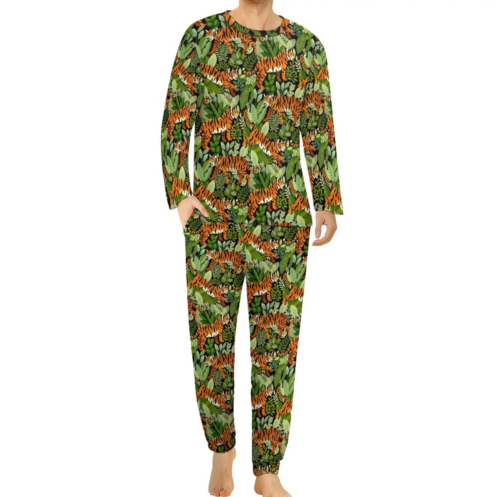 Bengal Tiger Pajamas Long Sleeve Green Jungle Print 2 Pieces Night Pajamas Set Winter Men Pattern Trendy Oversized Nightwear
Bengal Tiger Pajamas Long Sleeve Green Jungle Print 2 Pieces Night Pajamas Set Winter Men Pattern Trendy Oversized Nightwear
