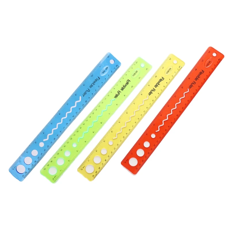 

30cm Soft Flexible Ruler Multicolor Measure Straight Rulers Office School Suppli