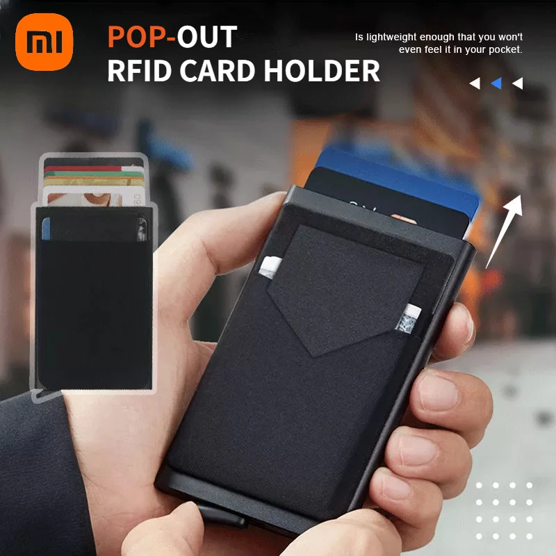 Xiaomi Mini RFID Wallet Slim Aluminum Wallet With Elasticity Back Pouch ID Credit Card Holder Automatic Pop up Bank Card Case
Xiaomi Mini RFID Wallet Slim Aluminum Wallet With Elasticity Back Pouch ID Credit Card Holder Automatic Pop up Bank Card Case
