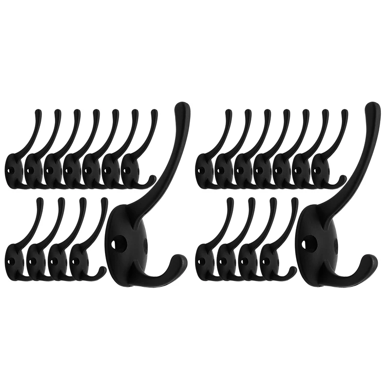 24 Pack Black Coat Hooks Wall Mounted With Retro Double Hooks Utility Black Hooks For Coat, Scarf, Bag, Towel, Key, Cap
24 Pack Black Coat Hooks Wall Mounted With Retro Double Hooks Utility Black Hooks For Coat, Scarf, Bag, Towel, Key, Cap