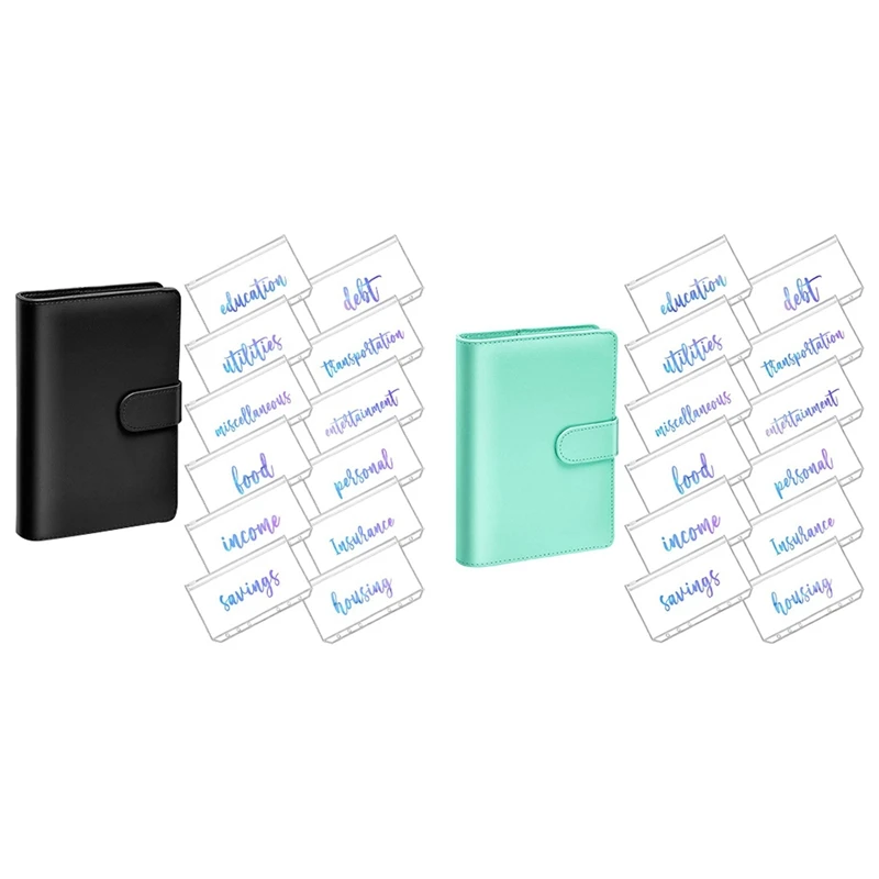 2 Set A6 PU Leather Notebook Magnetic Personal Planning Binder With 12 Binder Pockets Zipper Folder, Black & Green
2 Set A6 PU Leather Notebook Magnetic Personal Planning Binder With 12 Binder Pockets Zipper Folder, Black & Green