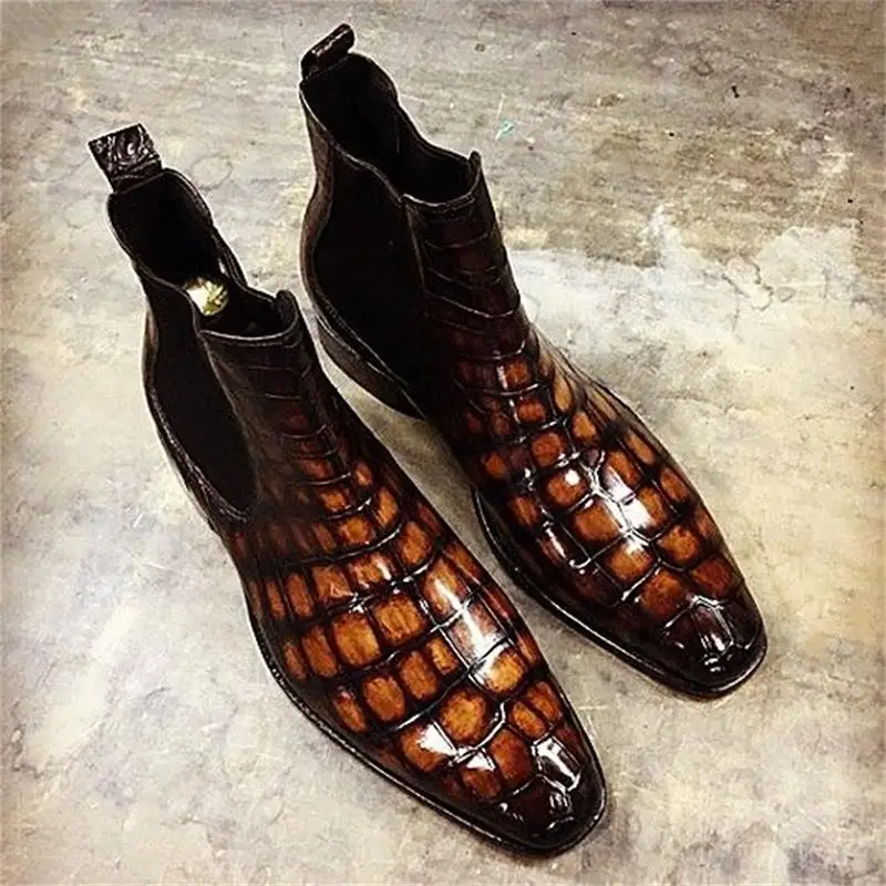 Men Classic Chelsea Boots PU Crocodile Pattern Square Toe Wear Fashion Versatile Business Casual Street Party Daily Dress Shoes
Men Classic Chelsea Boots PU Crocodile Pattern Square Toe Wear Fashion Versatile Business Casual Street Party Daily Dress Shoes