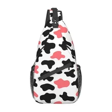 Cow Spots Crossbody Sling Backpack Men Custom Texture Animal Skin Chest Shoulder Bag for Cycling Camping Daypack