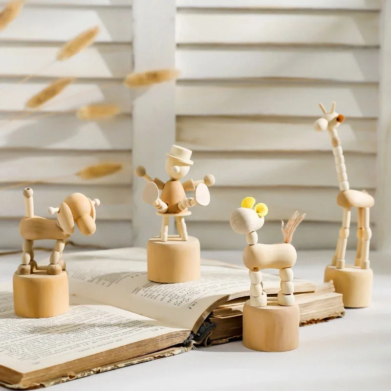 Cartoon Wooden Artwork Movable Puppet Desktop Figurine Ornaments Clown Horse Giraffe Dog Statue Crafts Toy Gifts Home Decoration
Cartoon Wooden Artwork Movable Puppet Desktop Figurine Ornaments Clown Horse Giraffe Dog Statue Crafts Toy Gifts Home Decoration