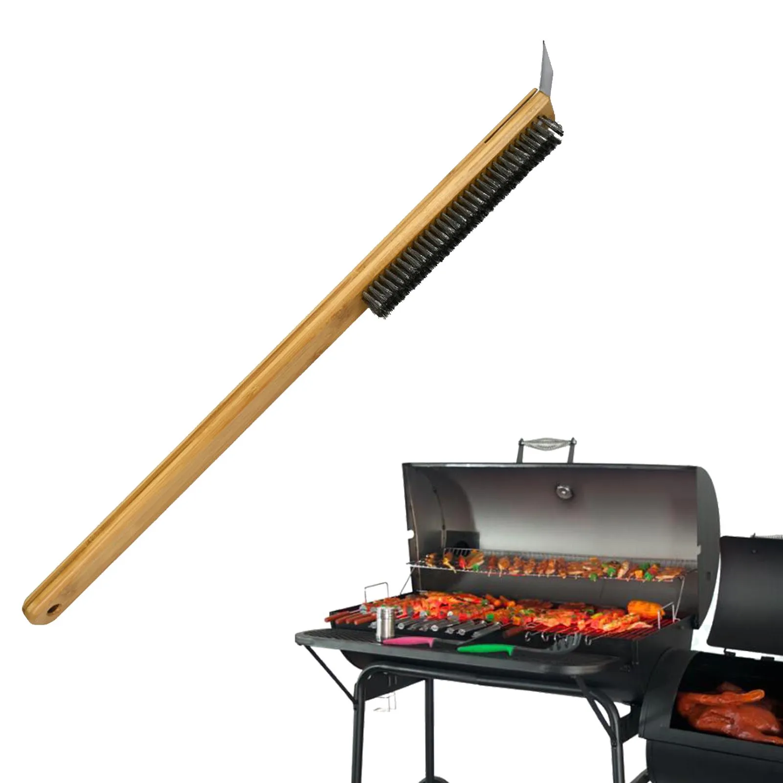 Grill Scraper Cleaning Brush With Scraper Grill Brush For Outdoor Grill Wood Handle Oven Brush Heavy-Duty Griddle Scrubber
Grill Scraper Cleaning Brush With Scraper Grill Brush For Outdoor Grill Wood Handle Oven Brush Heavy-Duty Griddle Scrubber