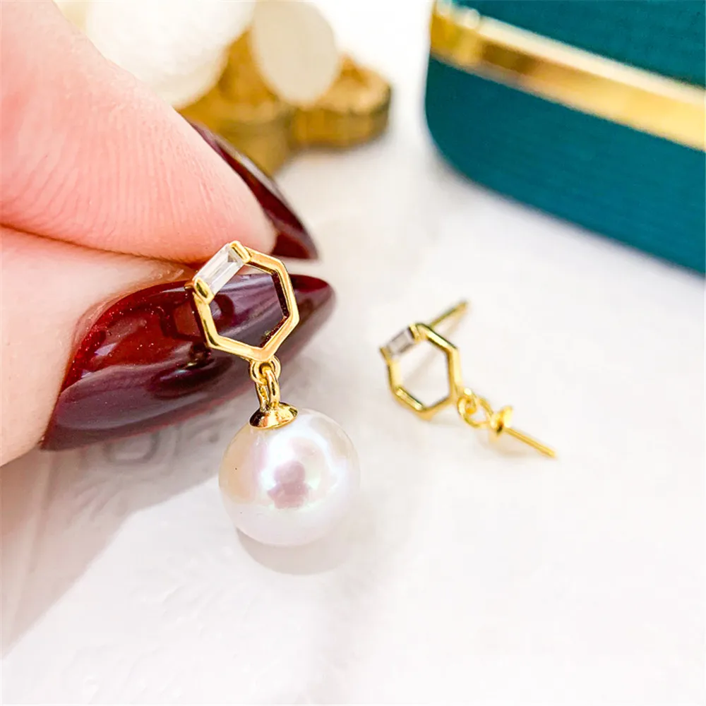 DIY Pearl Earnail Accessories S925 Sterling Silver Jewelry Hexagonal Earrings Women's Empty Fit 8-11mm Beads
DIY Pearl Earnail Accessories S925 Sterling Silver Jewelry Hexagonal Earrings Women's Empty Fit 8-11mm Beads