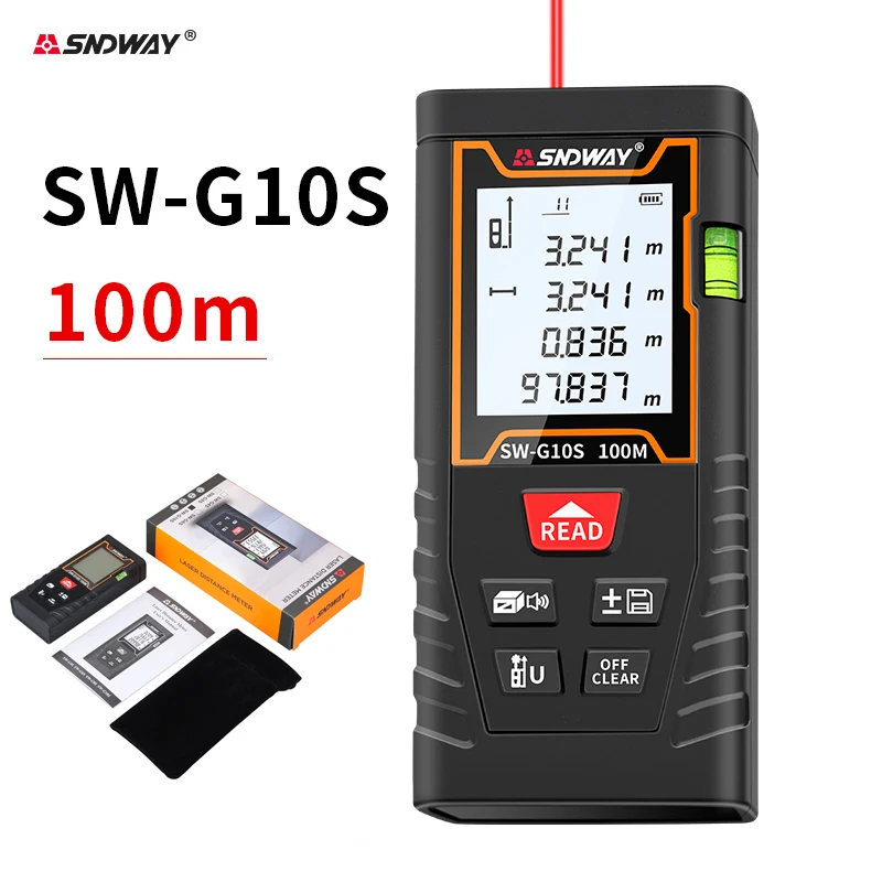 SNDWAY Range Finder 40M 60M 80M 100M Digital Distance Meter High Precision Handheld Economy Trena Metro Electronic Roulette Tool
SNDWAY Range Finder 40M 60M 80M 100M Digital Distance Meter High Precision Handheld Economy Trena Metro Electronic Roulette Tool