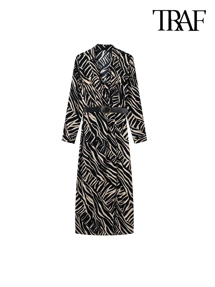 TRAF Women Fashion With Belt Animal Print Wrap Midi Dress Vintage Long Sleeve Patch Pockets Female Dresses Vestidos Mujer
TRAF Women Fashion With Belt Animal Print Wrap Midi Dress Vintage Long Sleeve Patch Pockets Female Dresses Vestidos Mujer