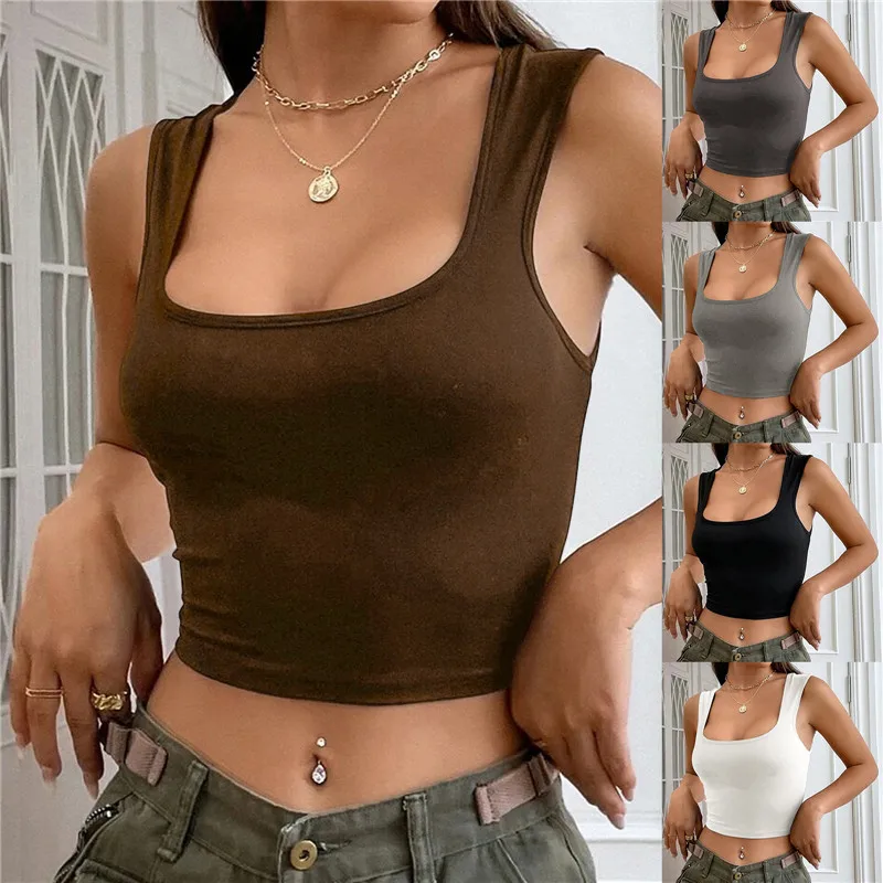 Women Simple Solid Color Square Neck Comfortable Versatile Tank Top Chest Pad Summer Casual Fitness Short Vest
Women Simple Solid Color Square Neck Comfortable Versatile Tank Top Chest Pad Summer Casual Fitness Short Vest