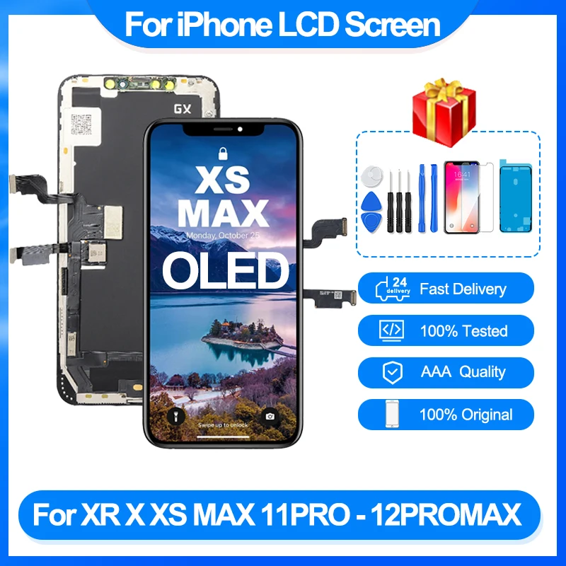 GX OLED For iPhone X XS Max 11 Pro LCD Display Digitizer Touch Screen No Dead Pixel Assembly Replacement + Gifts
GX OLED For iPhone X XS Max 11 Pro LCD Display Digitizer Touch Screen No Dead Pixel Assembly Replacement + Gifts