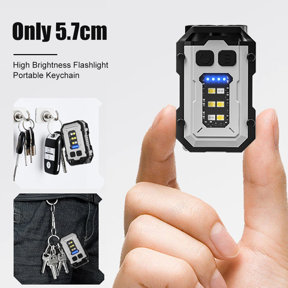 

Mini Keychain Flashlight LED+COB High Brightness USB Rechargeable 8 Mode Magnetic Base Lantern for Outdoor Camping Backpacking