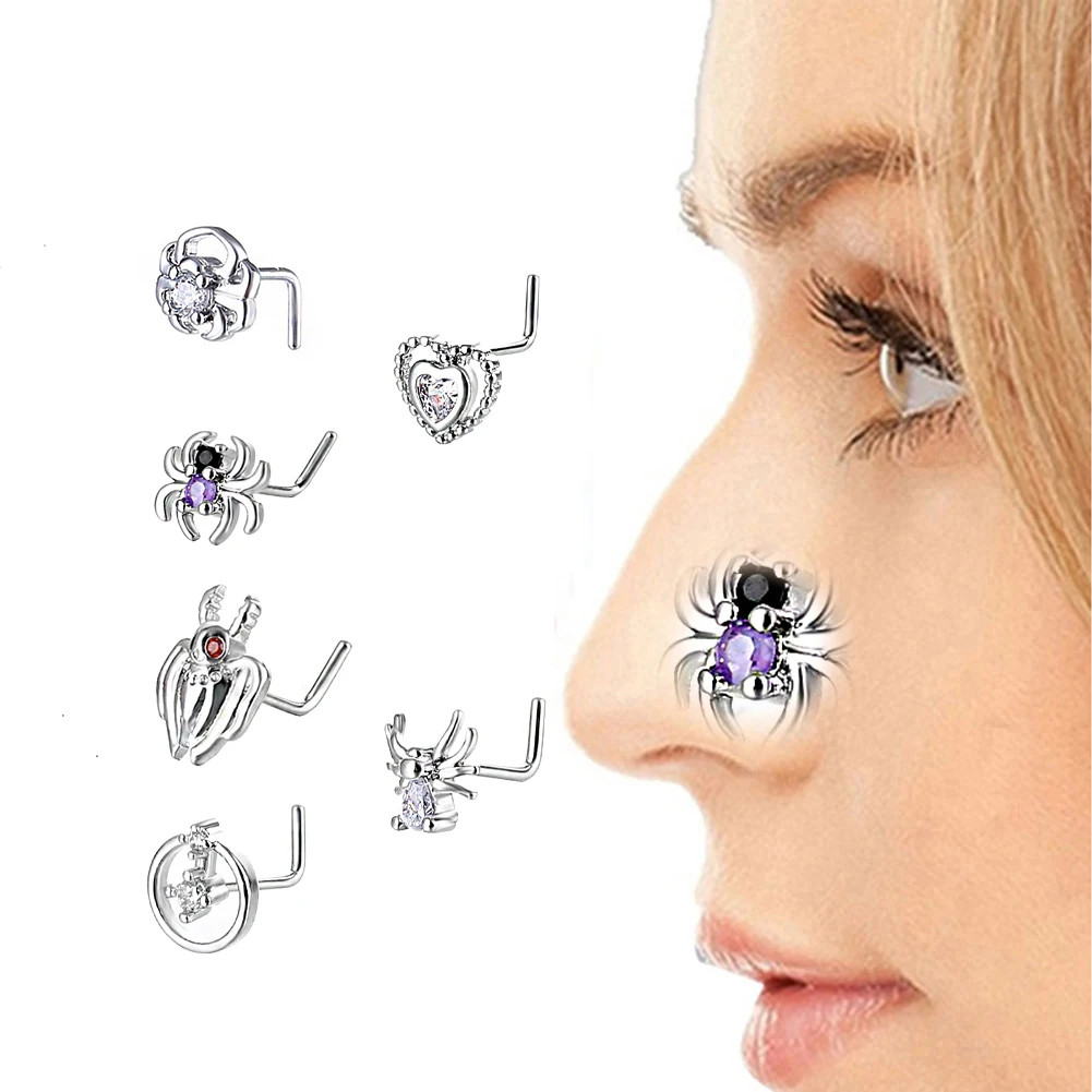 

Silver Color Zircon U-shaped Nose Ring 1PC Spider Clip On Nose Ear Clip Cuff Earring 2022 Fashion Jewelry