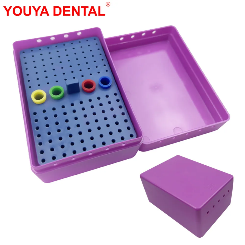 

144 Holes Dental Bur Holder Autoclavalbe Plastic Bur Stand Block Endo Box Sterilization Tray Dentistry Lab Disinfection Box Case