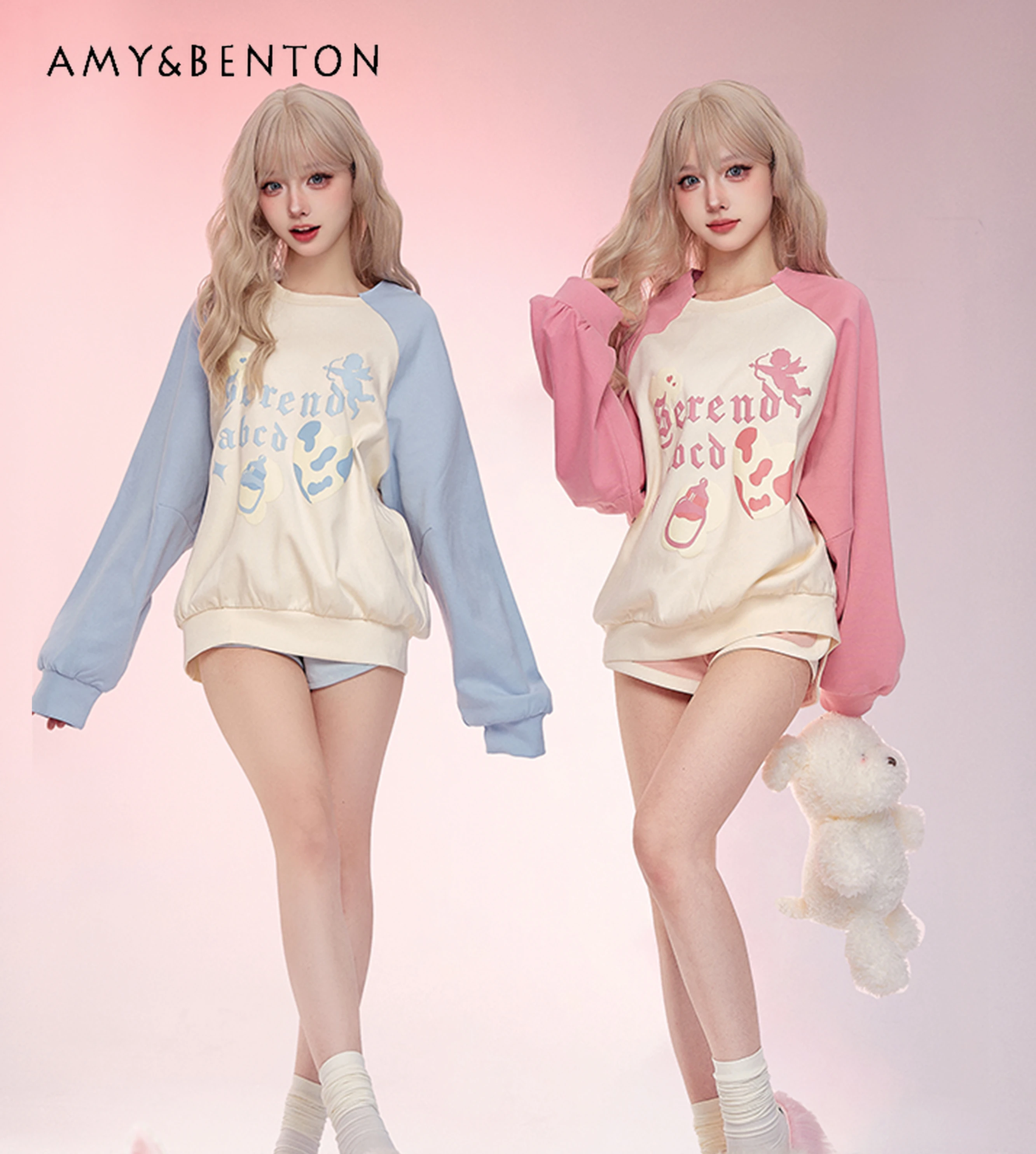Preppy Style Sweet Printed Color Matching Hooded Loose Shorts Sets Commute Round Neck All Match Casual Two-Piece Sets Autumn
Preppy Style Sweet Printed Color Matching Hooded Loose Shorts Sets Commute Round Neck All Match Casual Two-Piece Sets Autumn