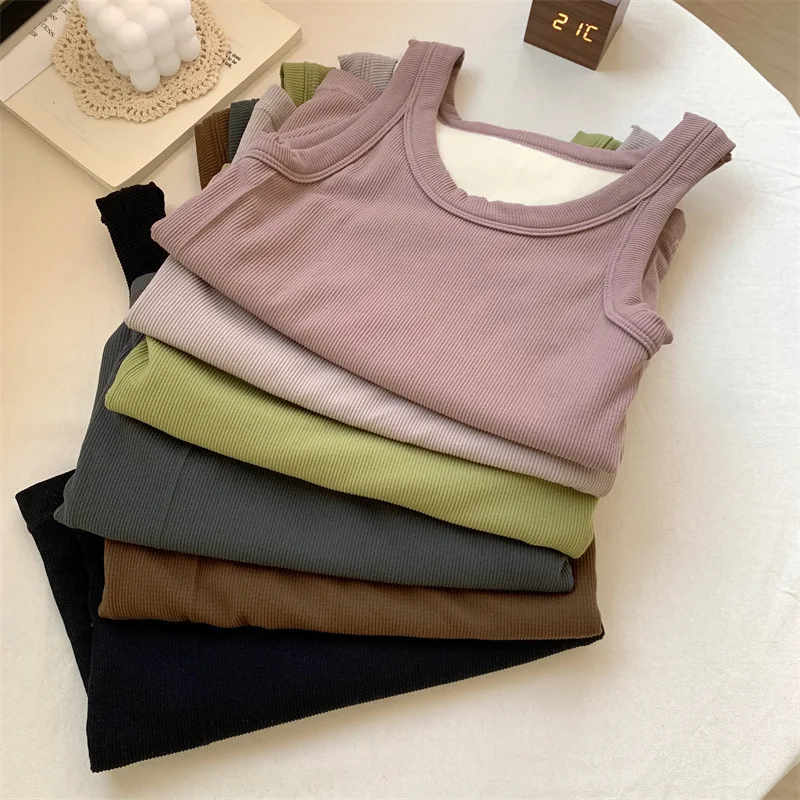 Winter Fleece Thickened Thermal Vest Slim Bottoming Underwear Woman Tank Top Plus Velvet Camisole Female V-Neck Sleeveless Camis
Winter Fleece Thickened Thermal Vest Slim Bottoming Underwear Woman Tank Top Plus Velvet Camisole Female V-Neck Sleeveless Camis