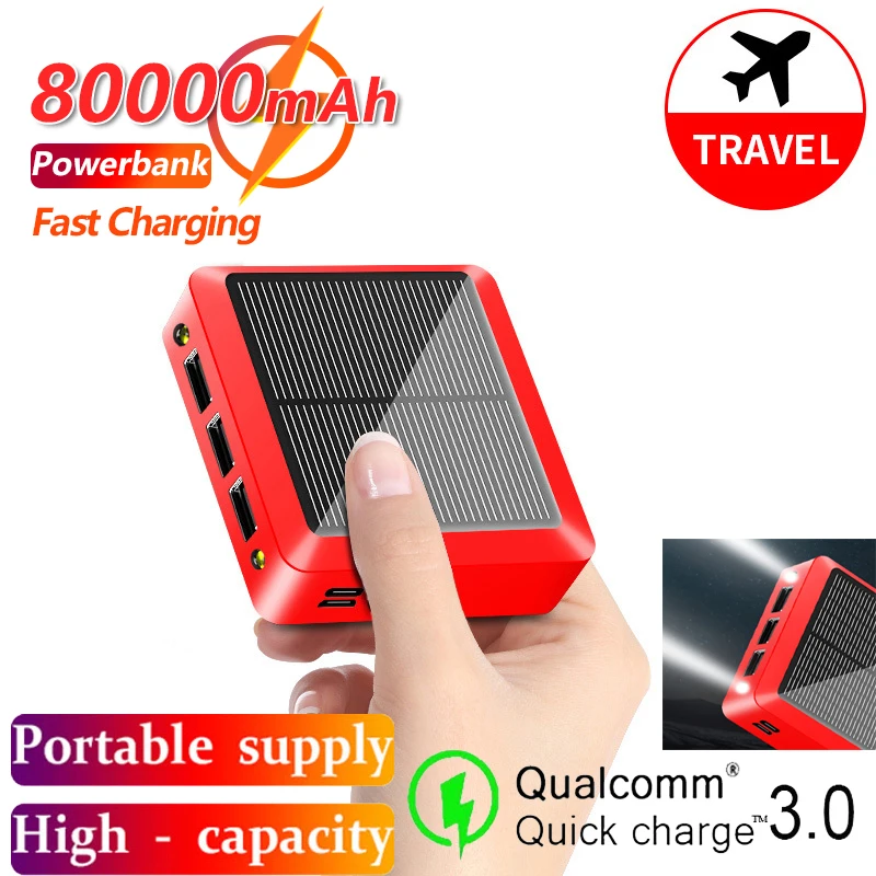 80000mAh Mini Power Bank Portable Fast Charging Solar External Battery Flashlight 3USB Ports PoverBank for Xiaomi IPhone Samsung
80000mAh Mini Power Bank Portable Fast Charging Solar External Battery Flashlight 3USB Ports PoverBank for Xiaomi IPhone Samsung