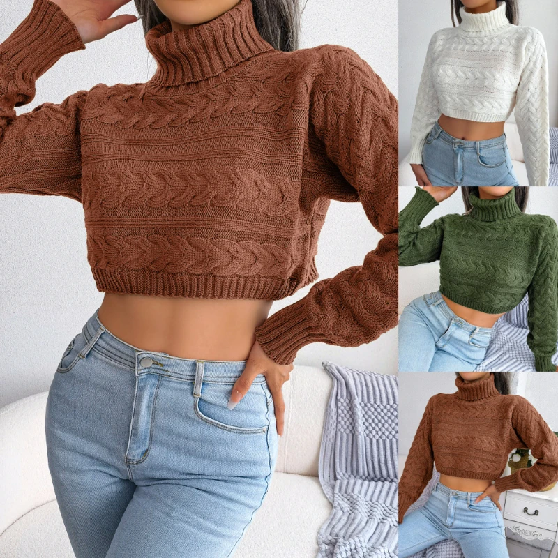 Ladies Casual Twist Long Sleeve High Neck Cropped Navel Knit Sweater Basic Top Casual Soft Autumn Winter Warm Pullover Vestido
Ladies Casual Twist Long Sleeve High Neck Cropped Navel Knit Sweater Basic Top Casual Soft Autumn Winter Warm Pullover Vestido