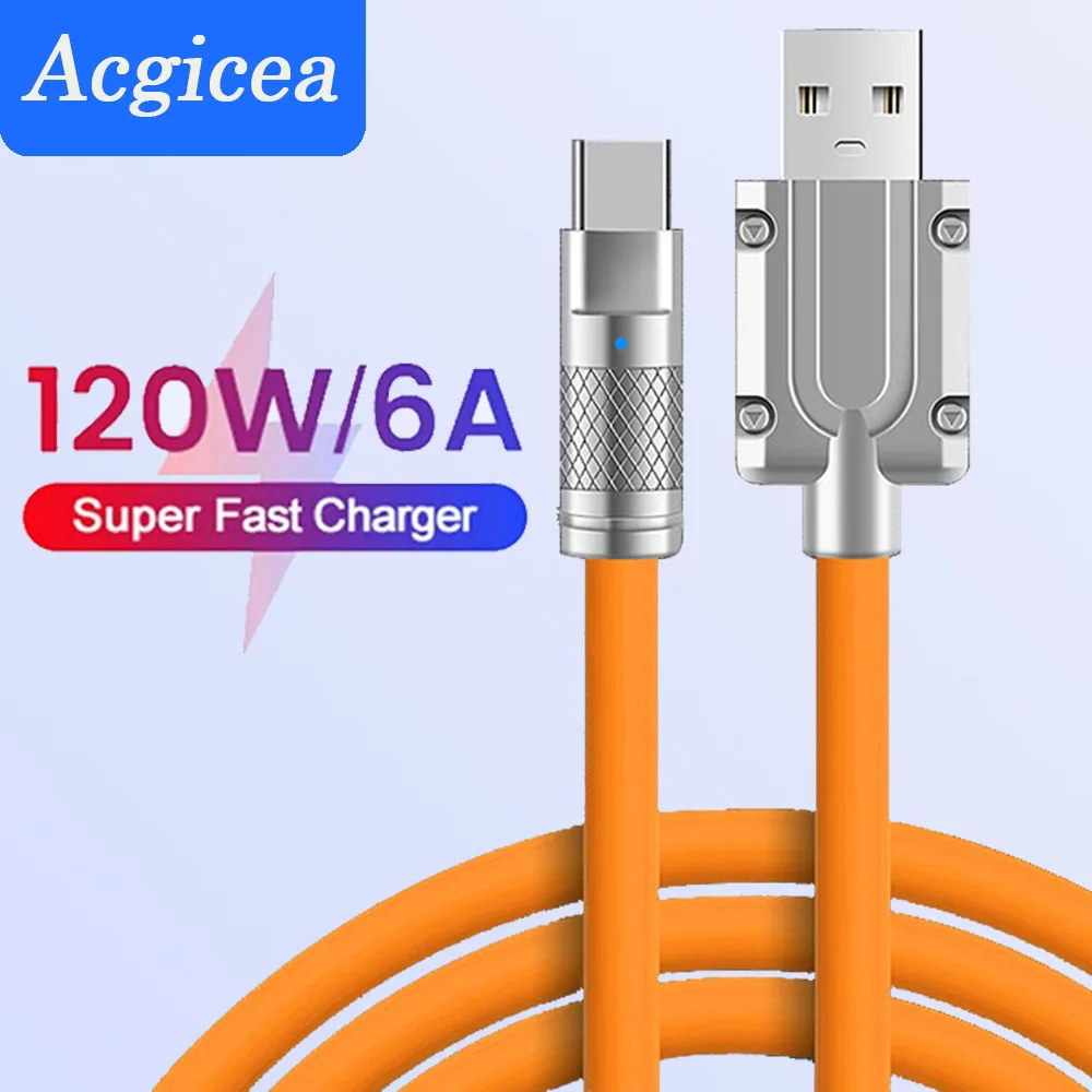 USB Cable 120W Super Fast Charging Cable Liquid Silicone Data Cable For Xiaomi Huawei Samsung Realme Oneplus 1M LED Type C Cable
USB Cable 120W Super Fast Charging Cable Liquid Silicone Data Cable For Xiaomi Huawei Samsung Realme Oneplus 1M LED Type C Cable