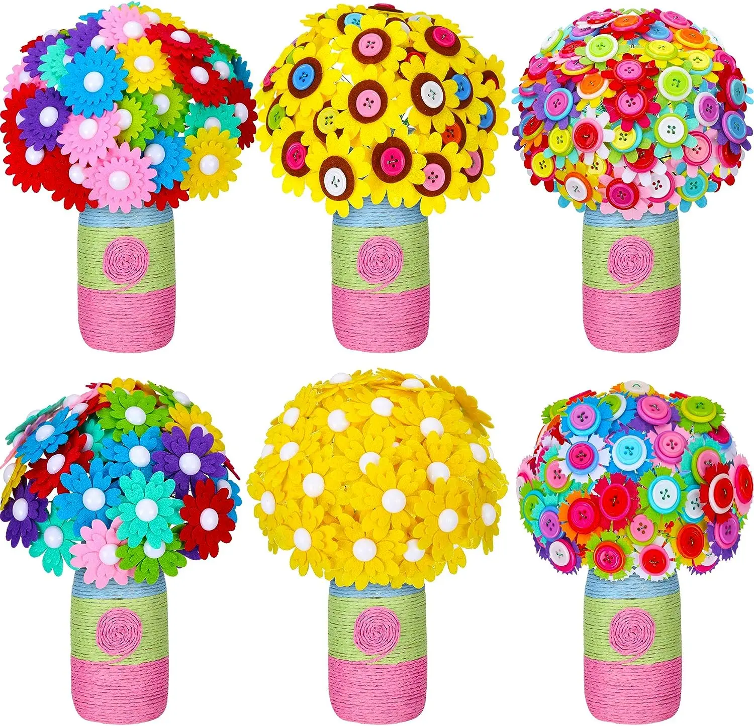 6 Sets Flower Button Crafts Kit DIY Craft Kit Bouquet Button Flowers Iron Wire Button Felt Bouquets Kit Flower Button Craft
6 Sets Flower Button Crafts Kit DIY Craft Kit Bouquet Button Flowers Iron Wire Button Felt Bouquets Kit Flower Button Craft