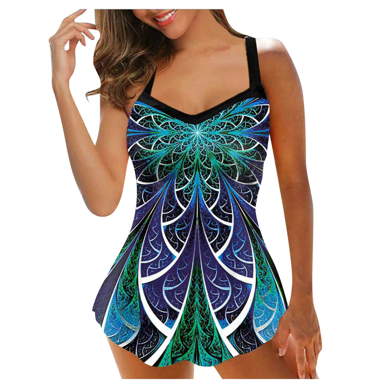 

Set Swimsuits Size Two Swimdress Strappy Women Piece Plus Back Tankini Print Swimwears Tankinis Sets Swimwears crochet bikini