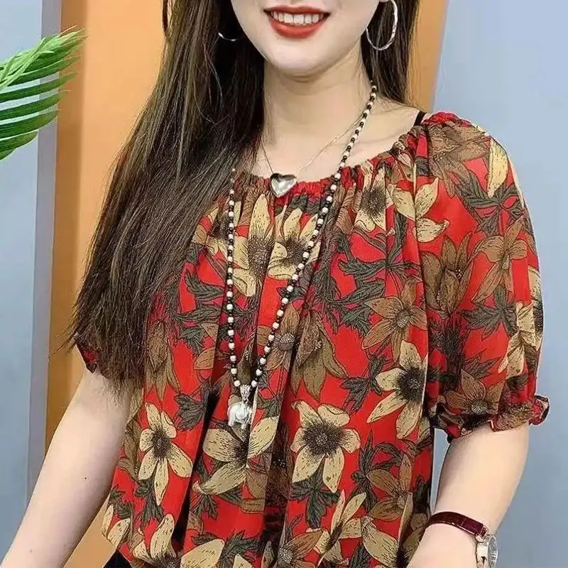 Women Vintage Printed Blouse Summer Ruffles Office Lady Short Sleeve Tops Female Clothing Korean Fashion Commute Shirt
Women Vintage Printed Blouse Summer Ruffles Office Lady Short Sleeve Tops Female Clothing Korean Fashion Commute Shirt