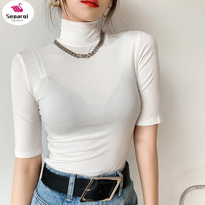 Cotton T Shirt Women White Basic Turtleneck Slim Tshirt Short Sleeve T-shirts Female Casual Elasticity Tee Shirt Femme Woman Top
Cotton T Shirt Women White Basic Turtleneck Slim Tshirt Short Sleeve T-shirts Female Casual Elasticity Tee Shirt Femme Woman Top