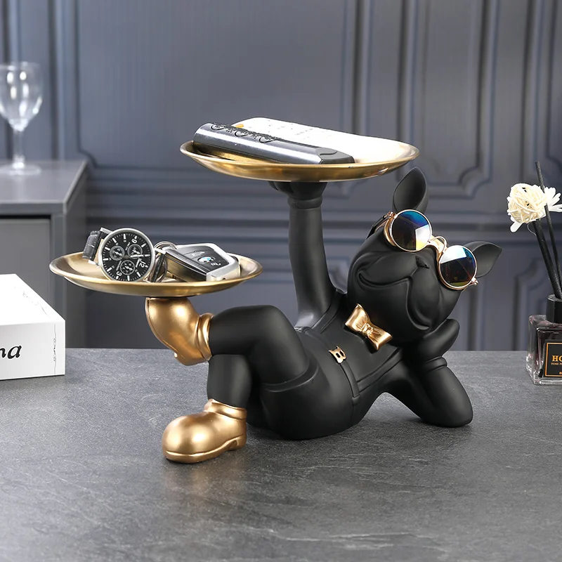Resin Décor Dog Statue Butler with Tray for Storage Table Live Room French Bulldog Ornaments Decorative Sculpture Craft Gift
Resin Décor Dog Statue Butler with Tray for Storage Table Live Room French Bulldog Ornaments Decorative Sculpture Craft Gift