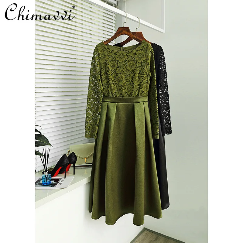 High-End Women's Clothing 2022 Spring New Fashion Off-Neck Lace Long Sleeve Large Swing Dress High Waist Slimming Elegant Dress
High-End Women's Clothing 2022 Spring New Fashion Off-Neck Lace Long Sleeve Large Swing Dress High Waist Slimming Elegant Dress