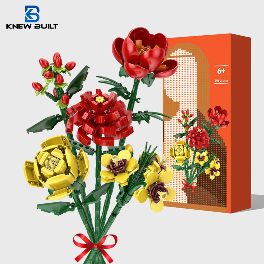 

KNEW BUILT Flower Bouquet 3D Model Toy Mini Build Blocks for Girl Plant Potted Assemble Brick Decoration Holiday Girlfriend Gift