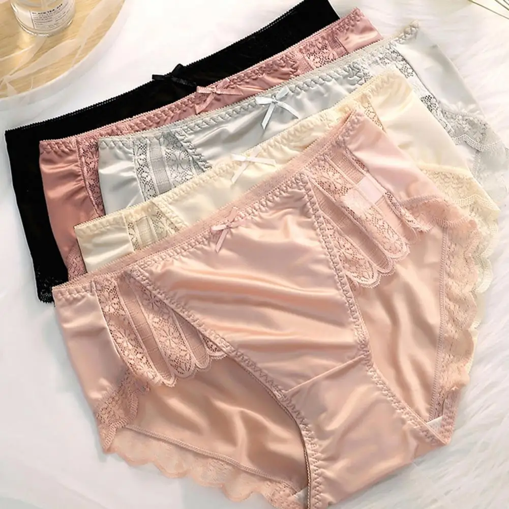 Women Satin Lace Seamless Underwear Breathable Satin Lace Briefs with Sexy Bowknot Decor Mid-rise Hip Lifting Women Panties
Women Satin Lace Seamless Underwear Breathable Satin Lace Briefs with Sexy Bowknot Decor Mid-rise Hip Lifting Women Panties