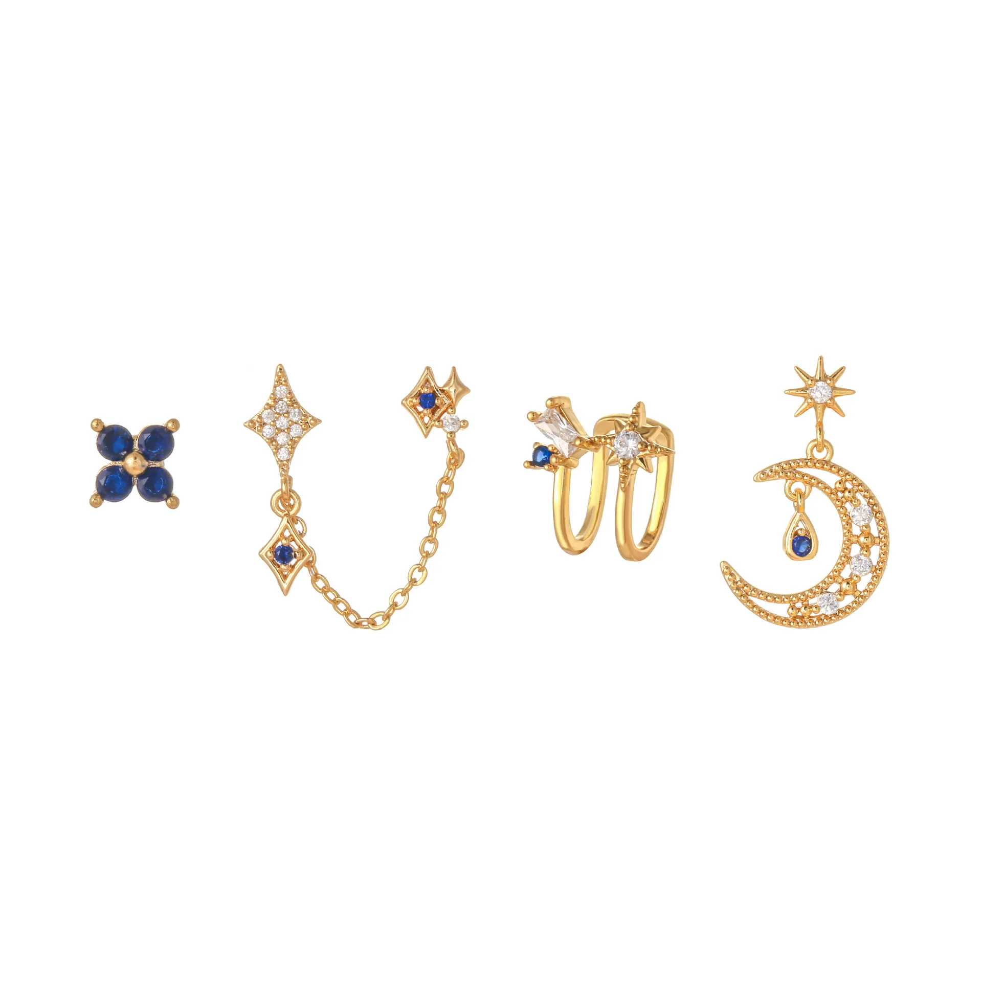 Star Moon Combination Earrings Set Plated 18k Real Gold 925 Silver Needle Dark Blue Zircon Stud Earrings Light Luxury Jewelry
Star Moon Combination Earrings Set Plated 18k Real Gold 925 Silver Needle Dark Blue Zircon Stud Earrings Light Luxury Jewelry