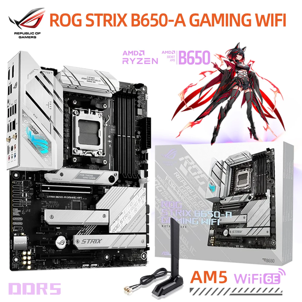 ASUS ROG STRIX B650 A GAMING WIFI 6E DDR5 материнская плата разъем AM5 для AMD Ryzen 7000 серия ЦП 128G белая материнская плата ATX PCI 5,0 6400 МГц O.C DDR5 128G RAM для настольных ПК M...
ASUS ROG STRIX B650 A GAMING WIFI 6E DDR5 материнская плата разъем AM5 для AMD Ryzen 7000 серия ЦП 128G белая материнская плата ATX PCI 5,0 6400 МГц O.C DDR5 128G RAM для настольных ПК M...