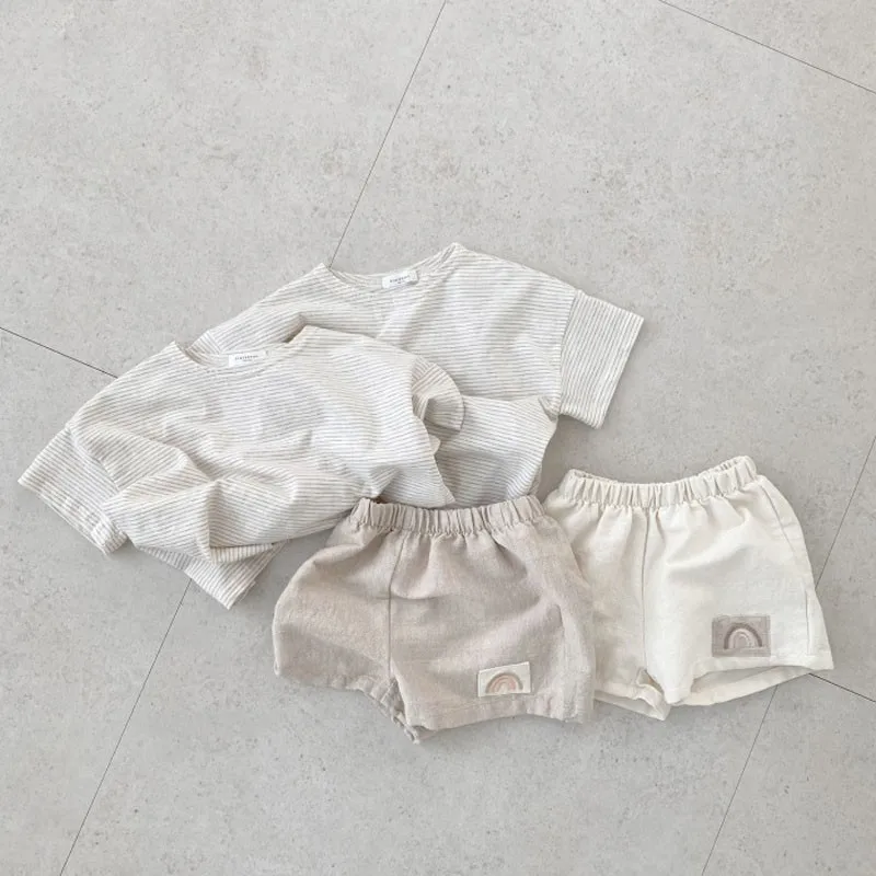 Toddler Boys Striped T-shirt Summer Breathable Cute Pullover Tops + Simple Rainbow Cotton Shorts 2pc Baby Girls New Sweet Set
Toddler Boys Striped T-shirt Summer Breathable Cute Pullover Tops + Simple Rainbow Cotton Shorts 2pc Baby Girls New Sweet Set
